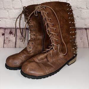 Torrid Brown Lace-Up Combat Boots Women’s Size 10 Spiked Studded Punk Rock Goth